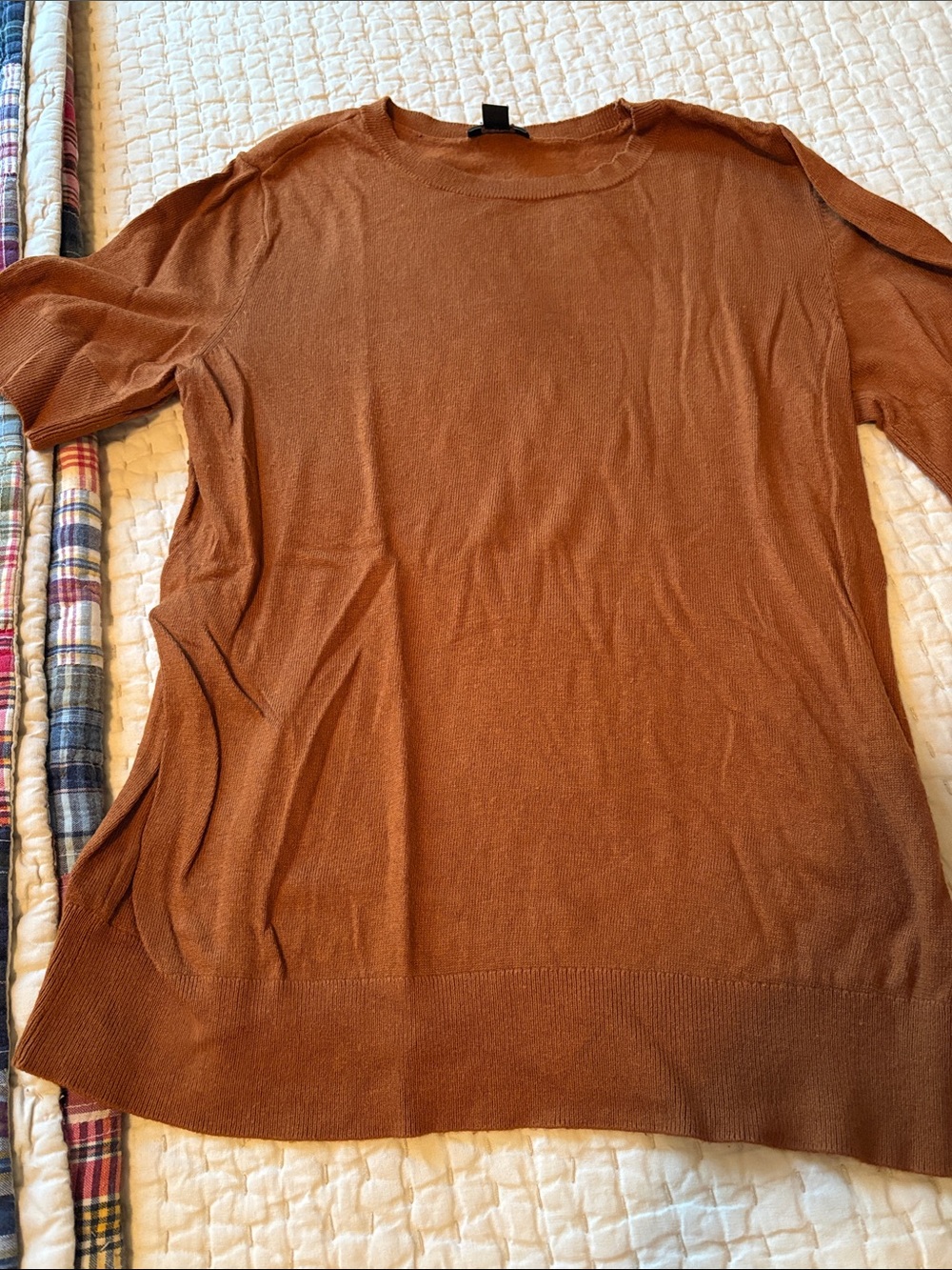 Ann Taylor Factory Lightweight Crewneck Sweater in Rust